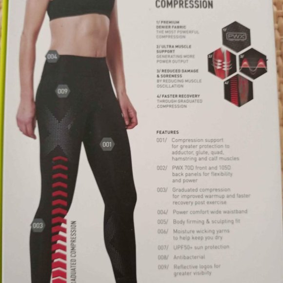 2XU Mid-Rise Compression Tights - Black & Dotted Reflective Logo - Size Medium - Picture 9 of 9